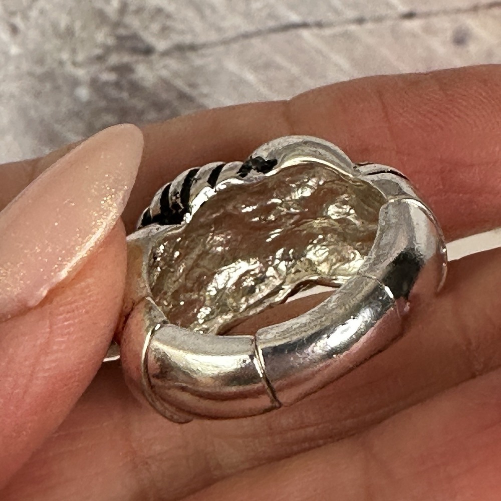 Silver‎ Tone Braided Rope Knot Ring, Size 7 Stretchy Costume Vintage Jewelry - Picture 13 of 14